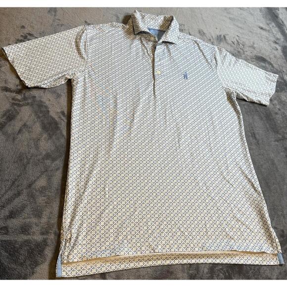 Johnnie-O Polo Shirt Men's Small Geometric All Over Print Golf Performance - Picture 2 of 2